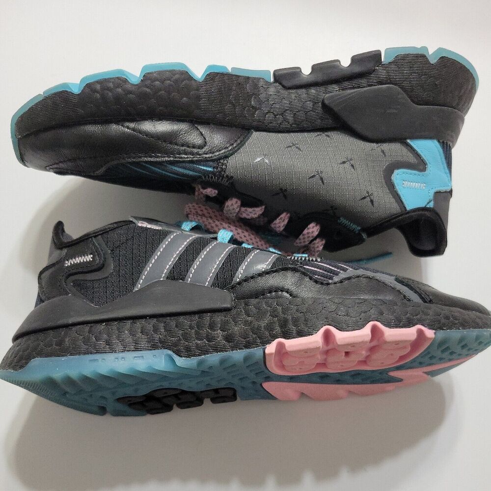 Adidas Ninja Nite Sneakers Girls 5 1/2 Shoes Blue Pink Hightop Gender Reveal 5.5